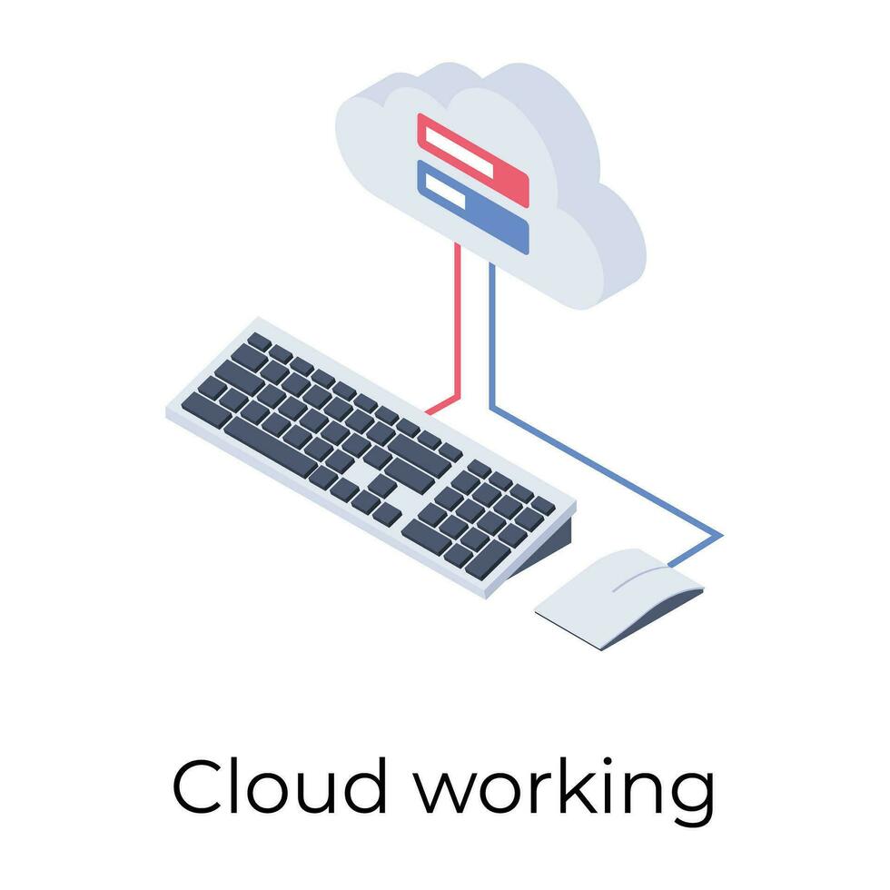 Isometric design of cloud keyboard icon. vector