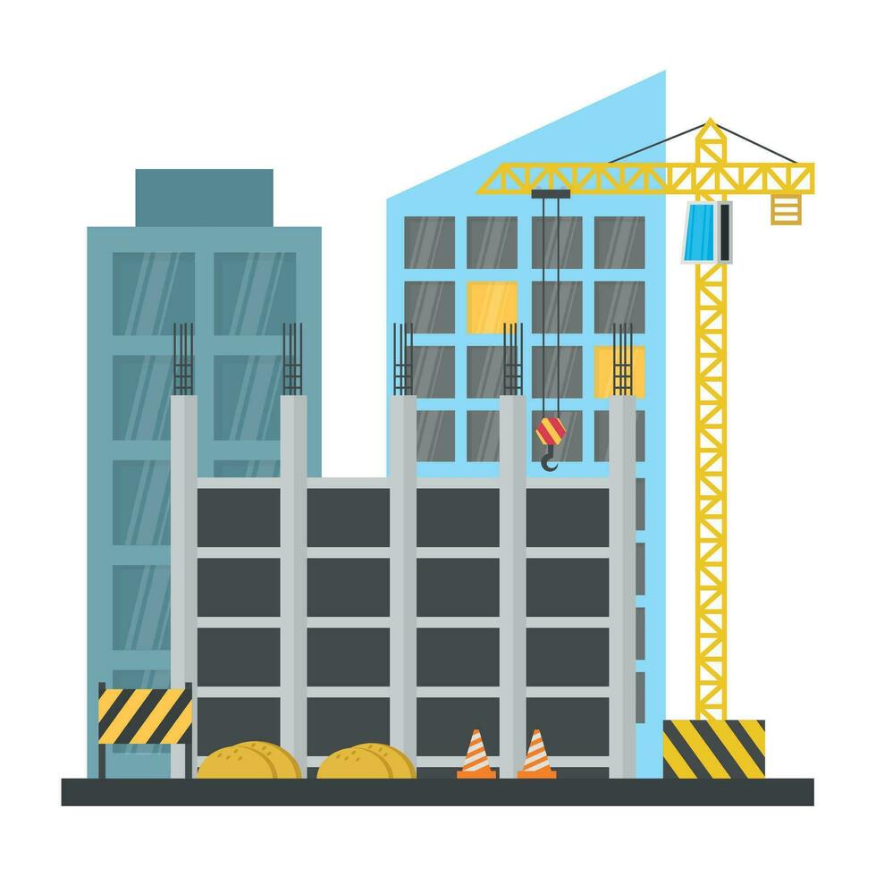 A scaffolding building which is in construction, commercial construction vector