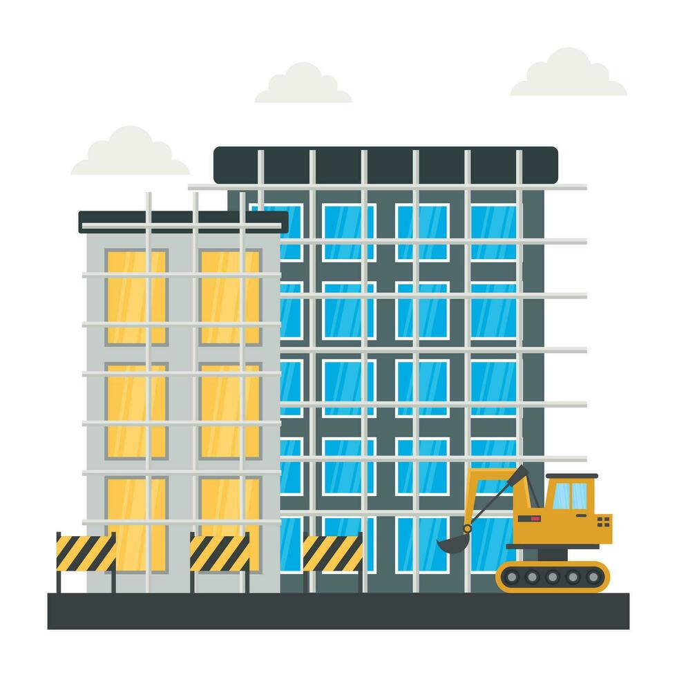 A scaffolding building which is in construction, commercial construction vector