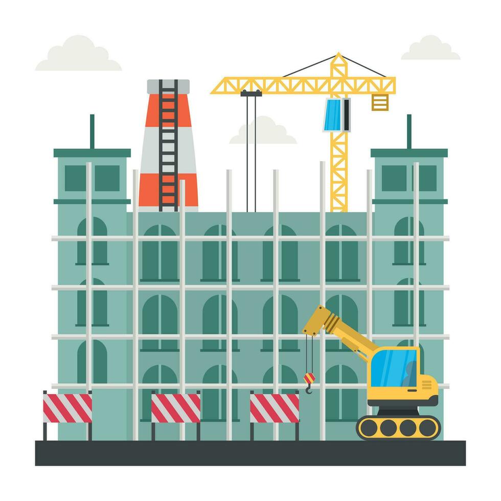 A scaffolding building which is in construction, commercial construction vector