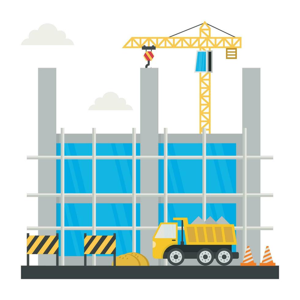 A scaffolding building which is in construction, commercial construction vector