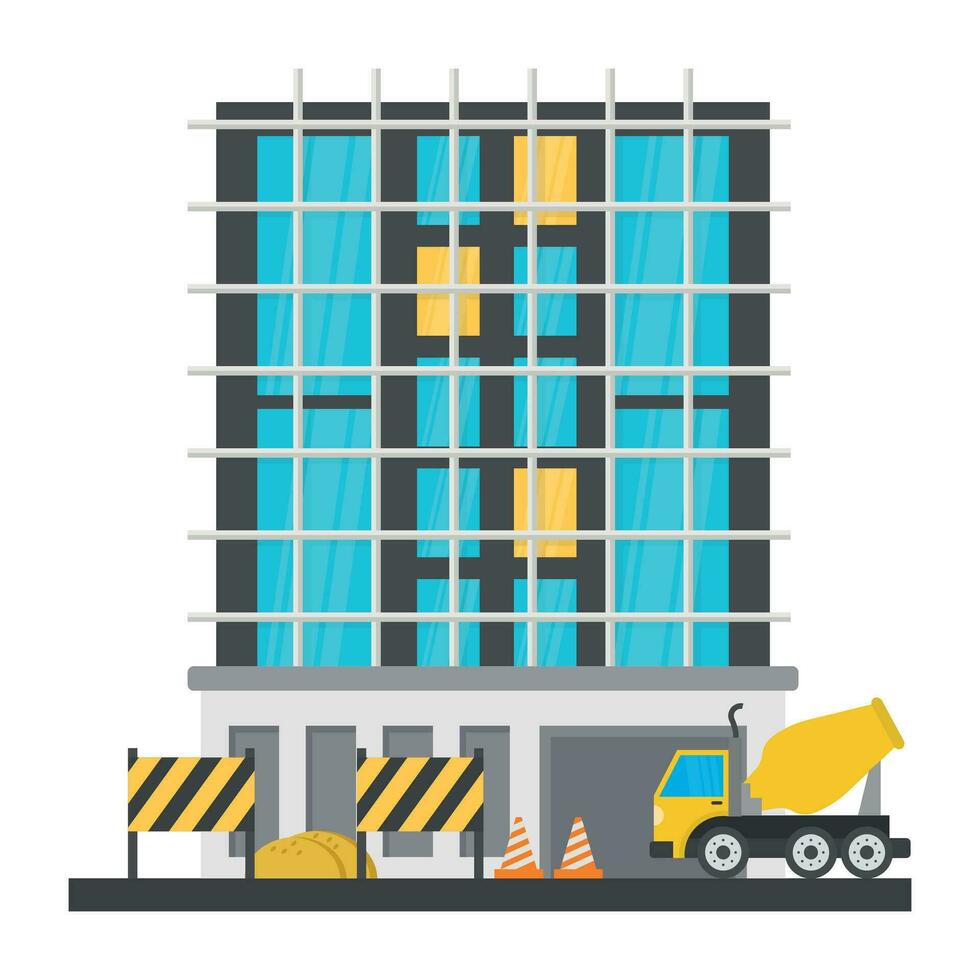 A scaffolding building which is in construction, commercial construction vector