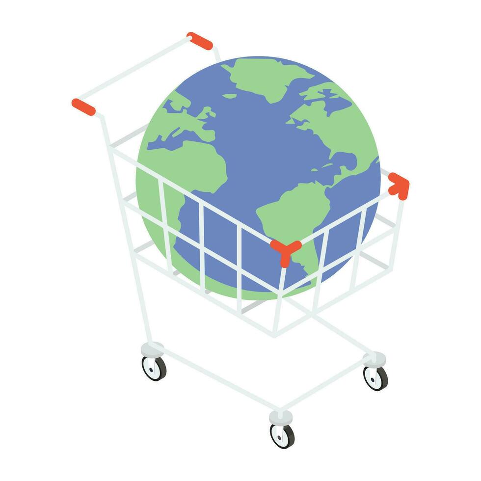 Isometric vector design of shopping trolley icon