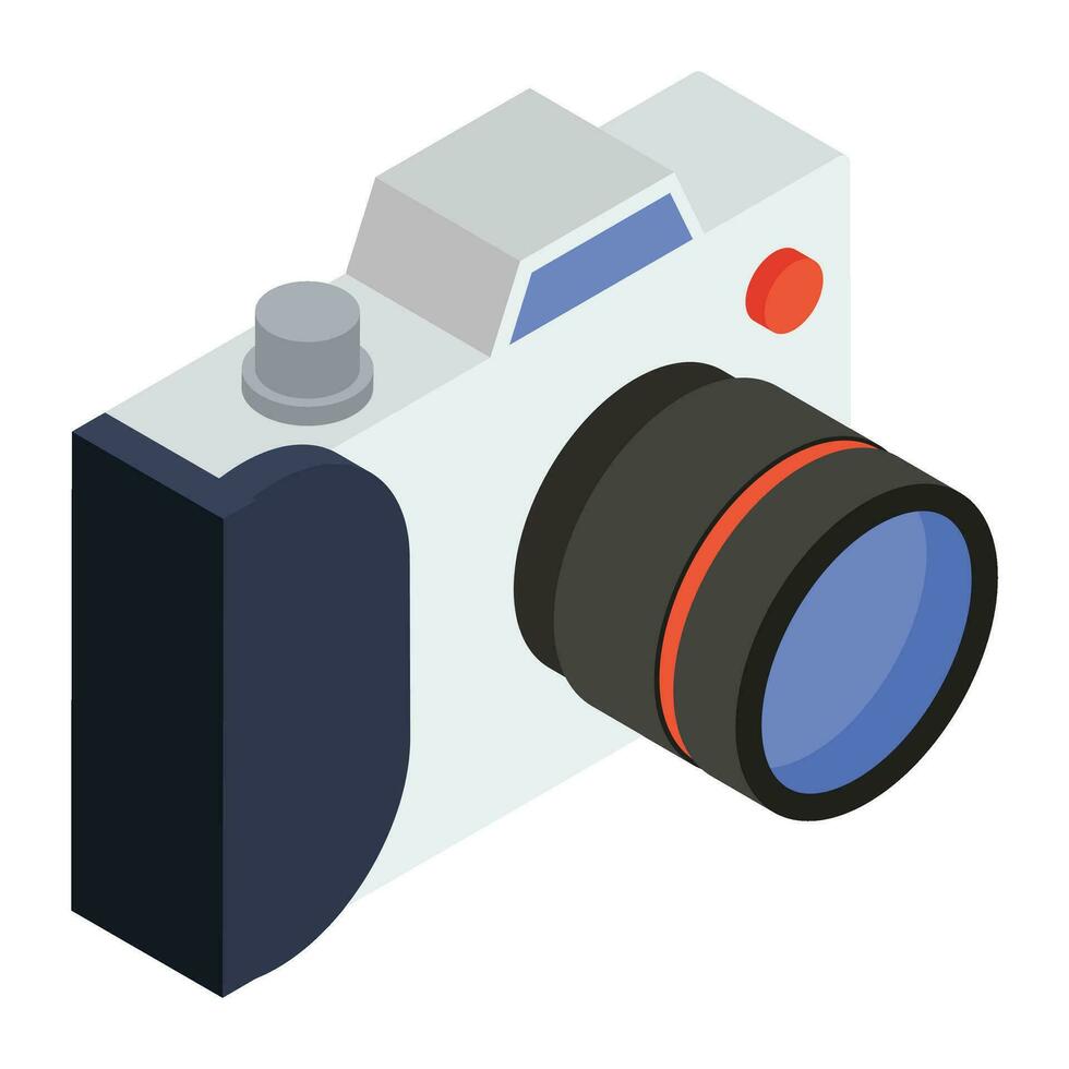 Camera, photographic equipment icon in isometric style vector
