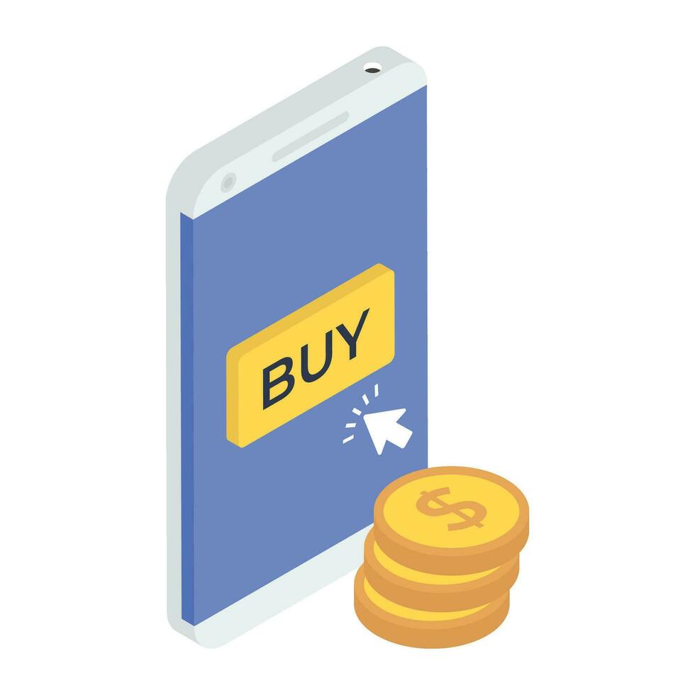 Isometric vector design of online shop icon