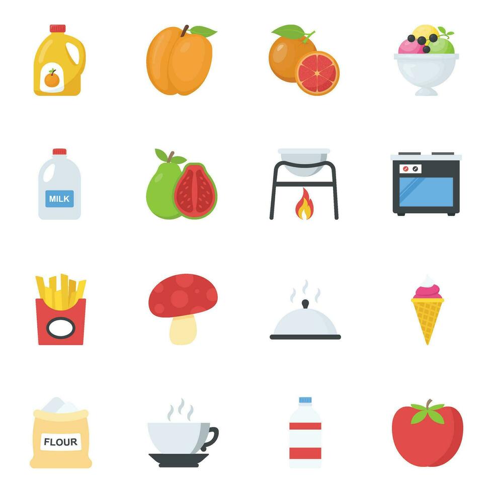 Food and Drinks Flat Icons vector