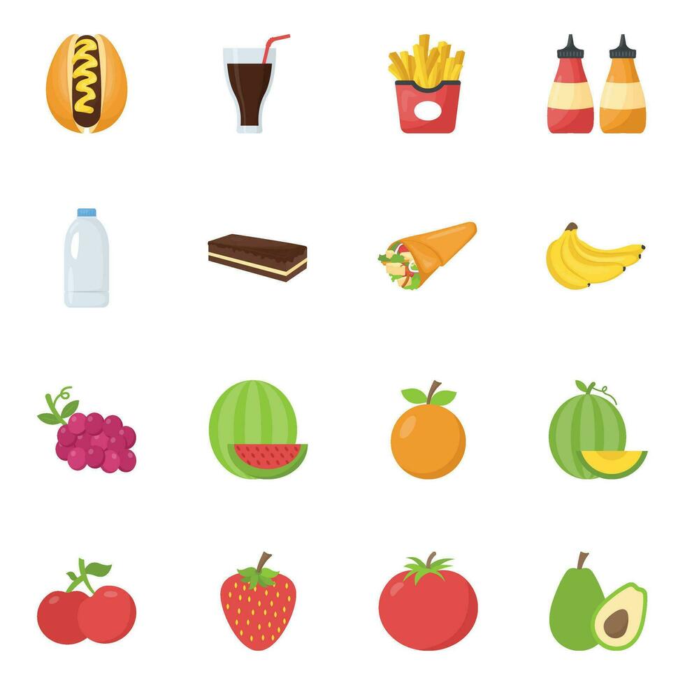 Food and Drinks Icons Set vector