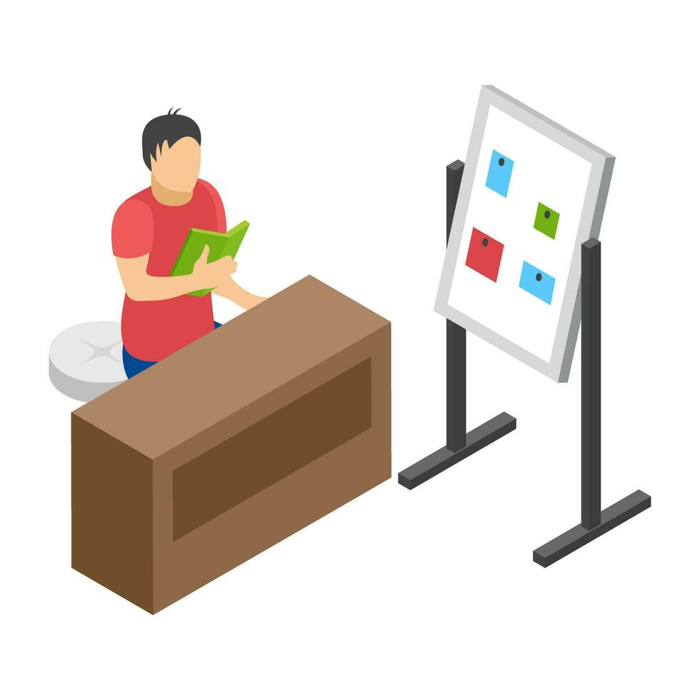 Flat icon design of learning student vector