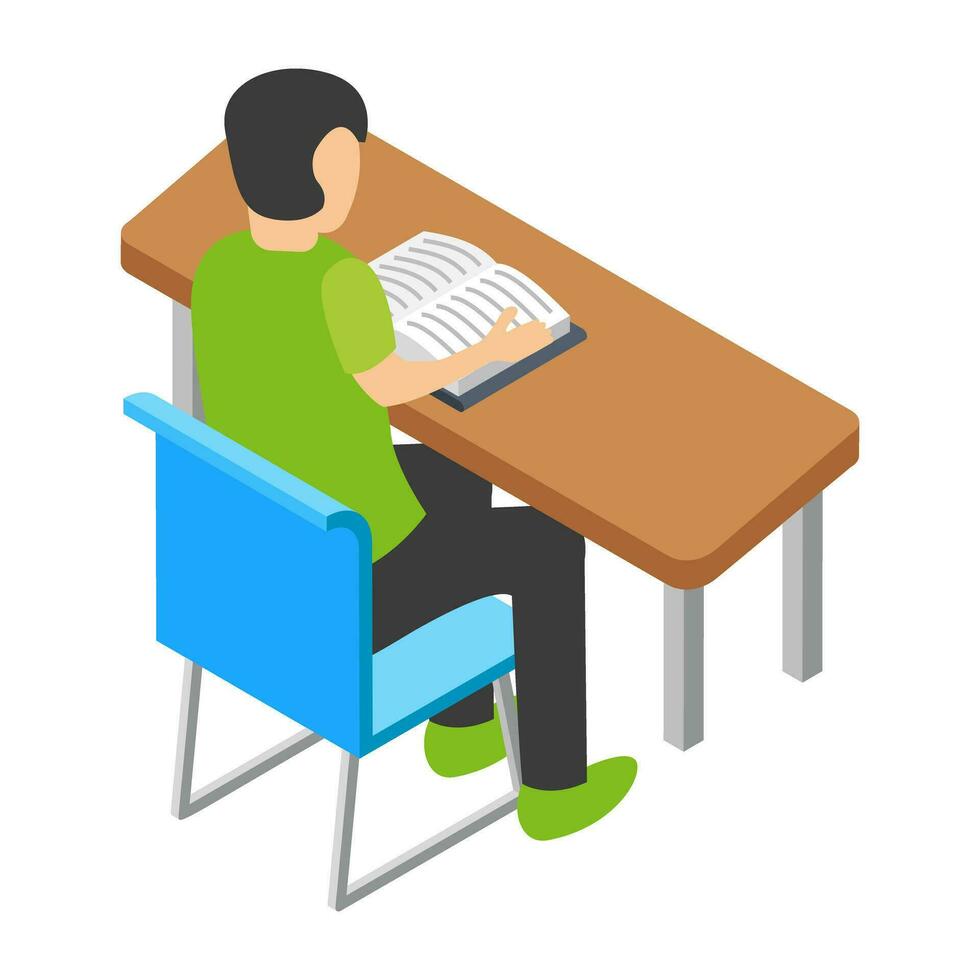 Flat icon design of learning student vector