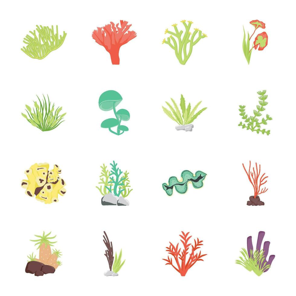 Coral Reef Flat Vector Icons