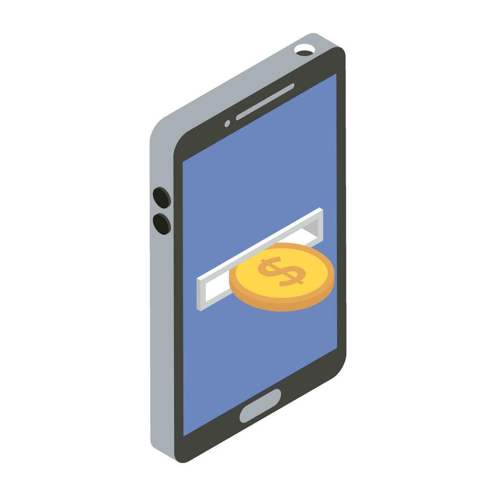 Isometric vector design of online shop icon