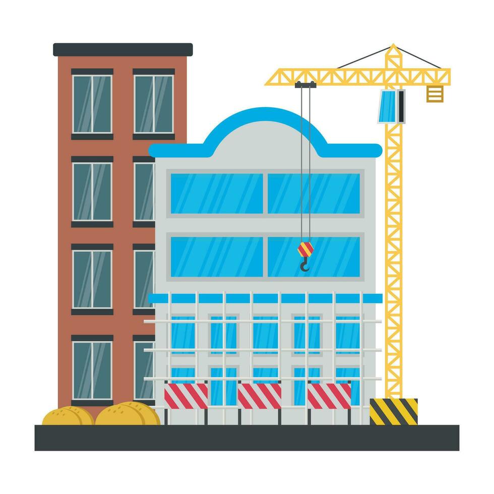 A scaffolding building which is in construction, commercial construction vector