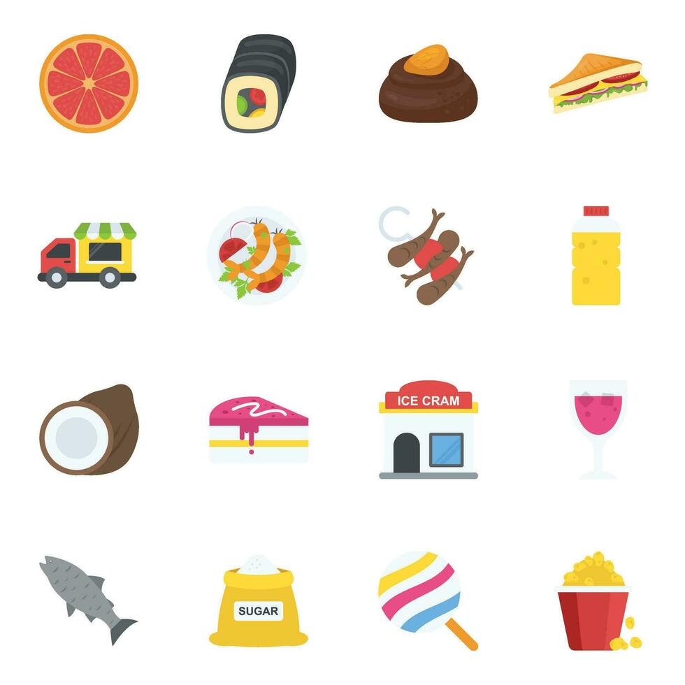 Food and Drinks Flat Icons vector