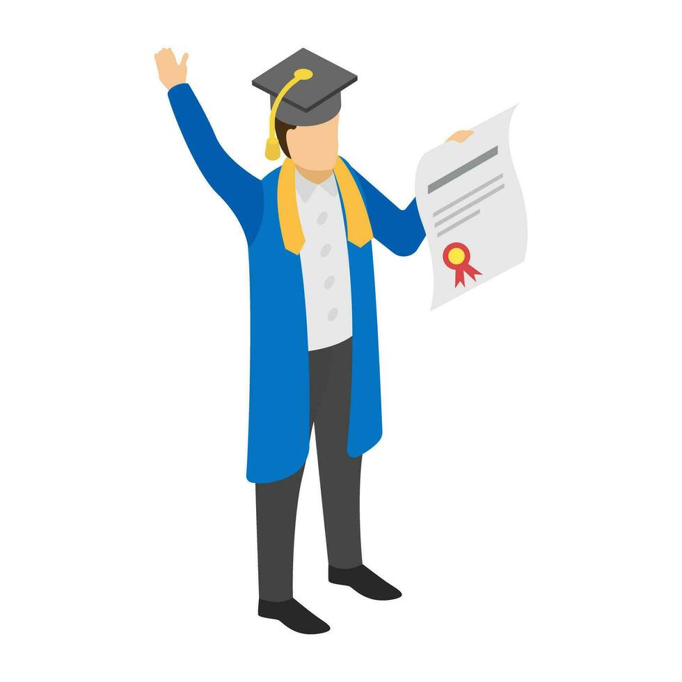 Flat icon design of learning student vector