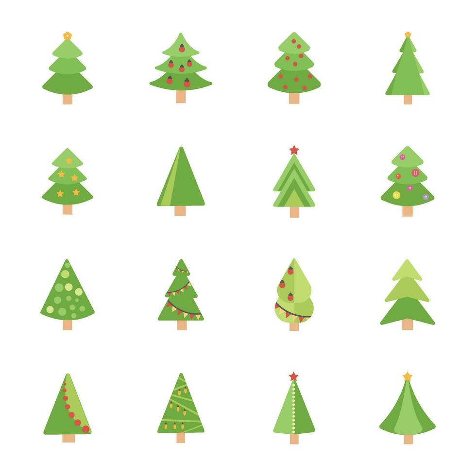 Navidad arboles plano vector íconos