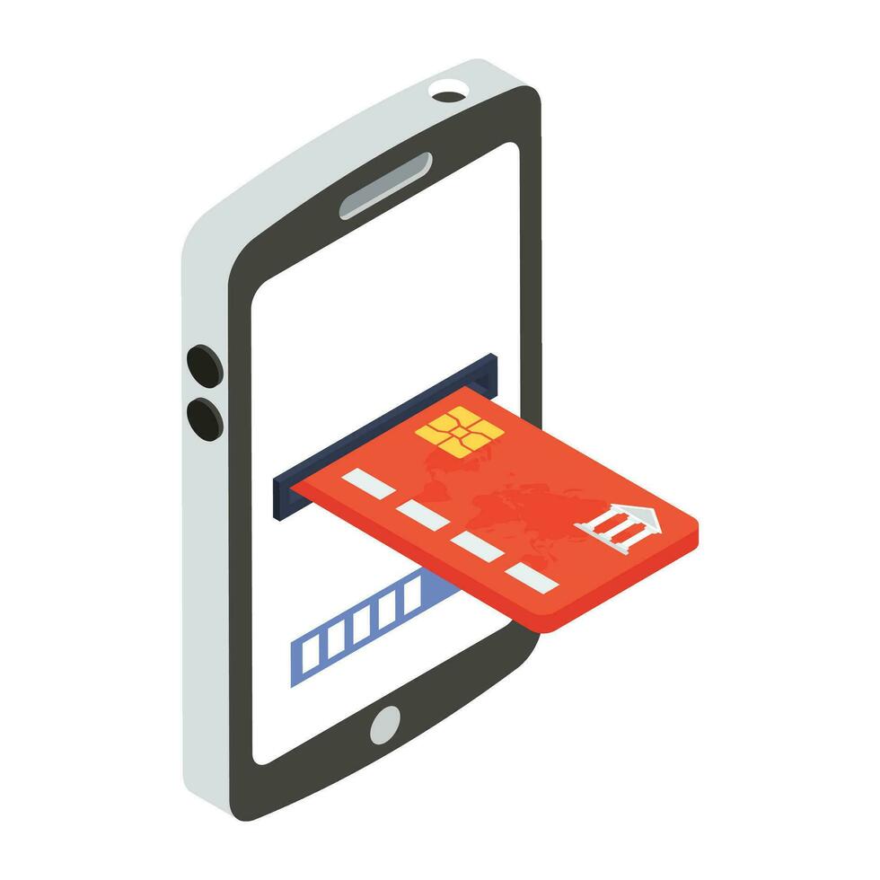 Isometric vector design of online shop icon