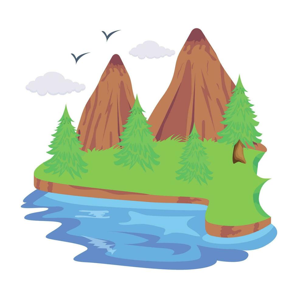 Pack of Beautiful Mountains Flat Vector Designs