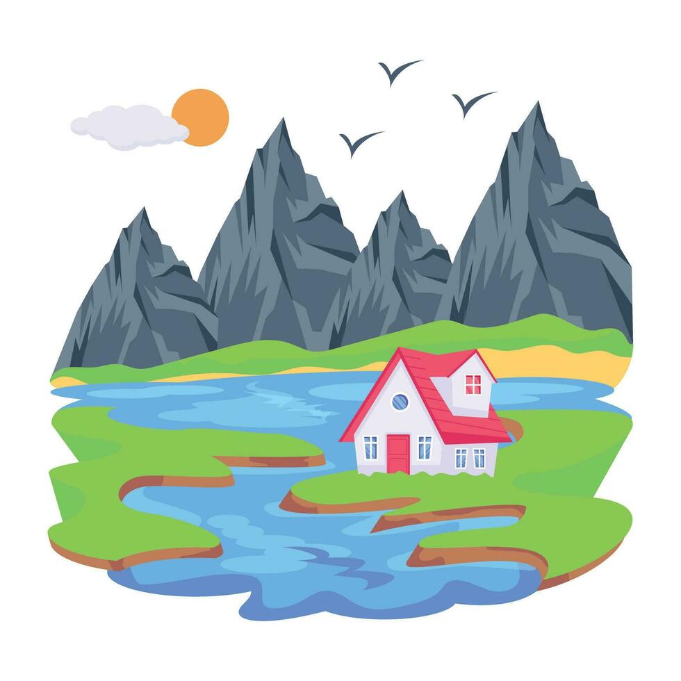 Pack of Beautiful Mountains Flat Vector Designs
