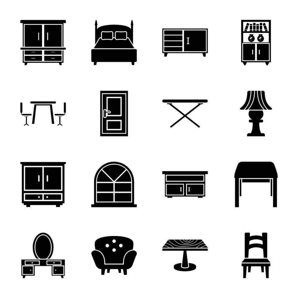 Home Interior Flat Vector Icons