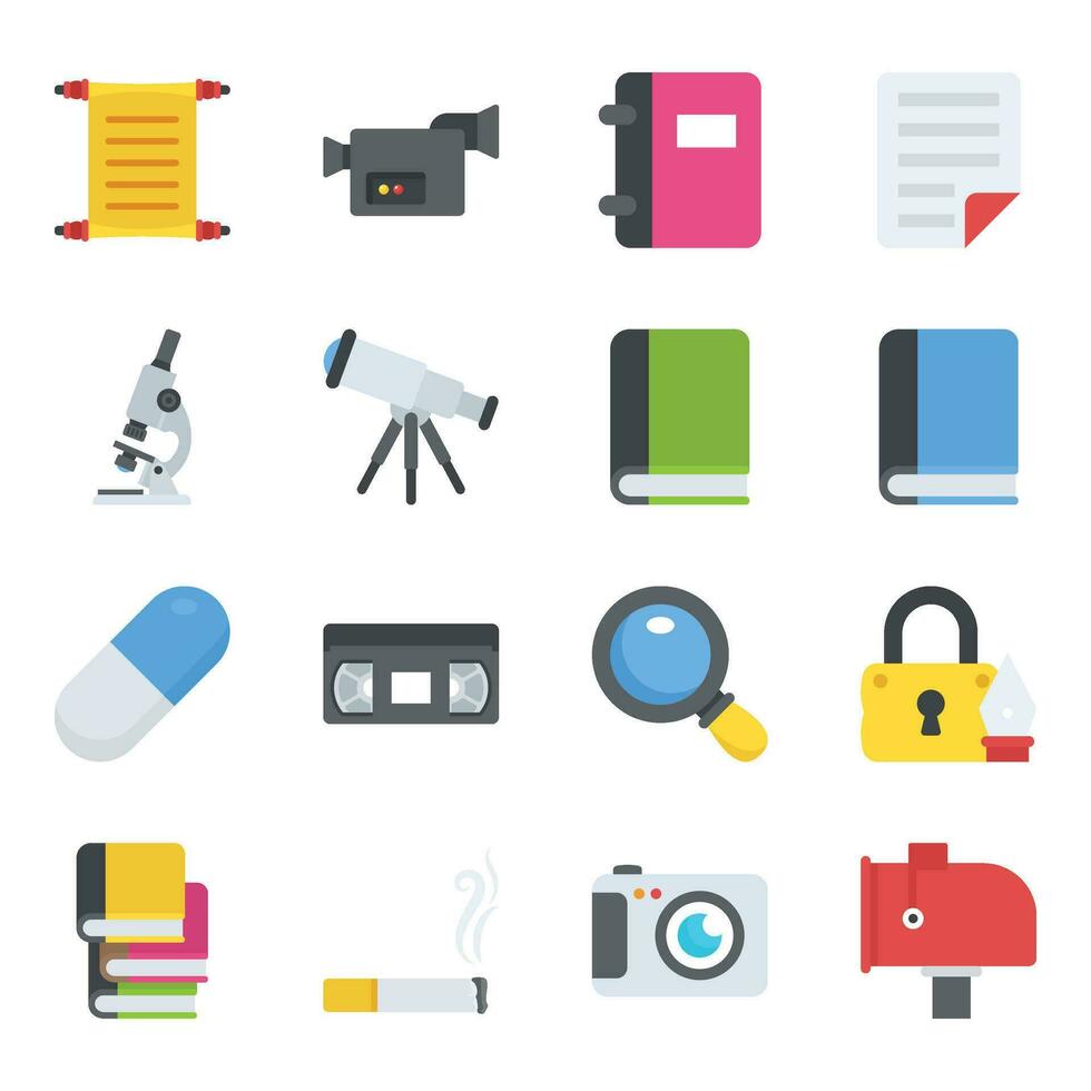 Flat Icons of Objects vector