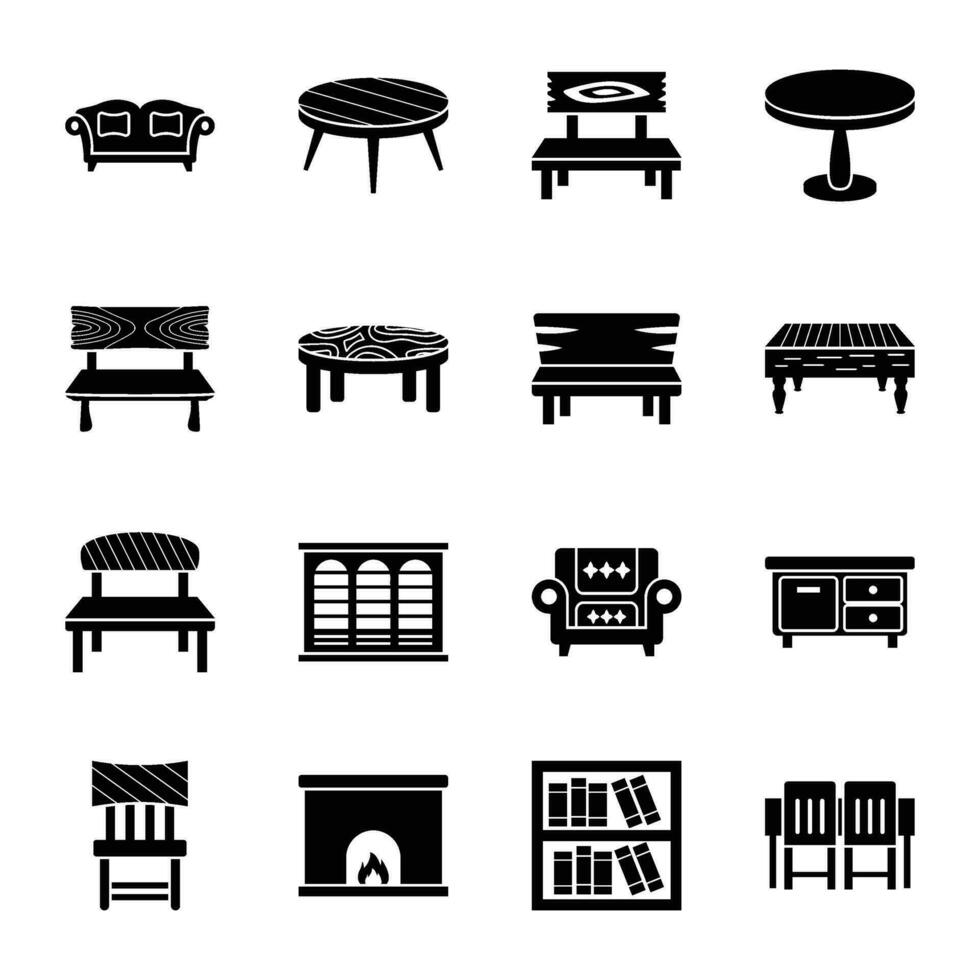 Pack of Furniture Flat Vector Icons