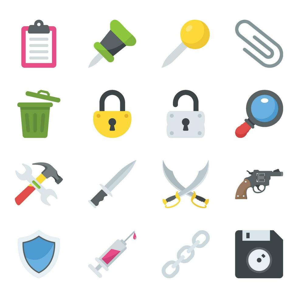 Objects Flat Icons Set vector