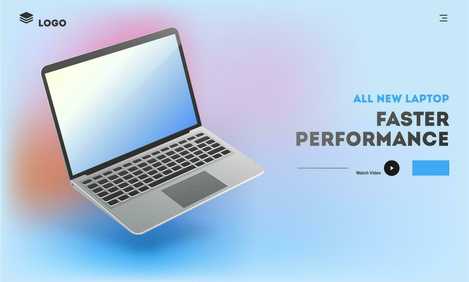 Landing Page or Hero Shots with New Arrival Laptop or Computer Notebook for Faster Performance. vector