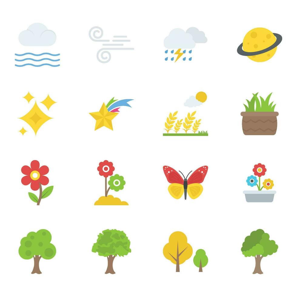 Nature Colored Vector Icons