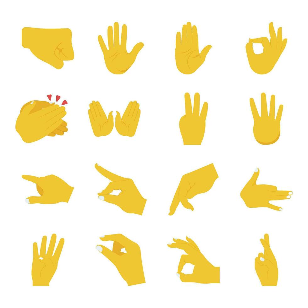 Hand Gesture Flat Icons vector