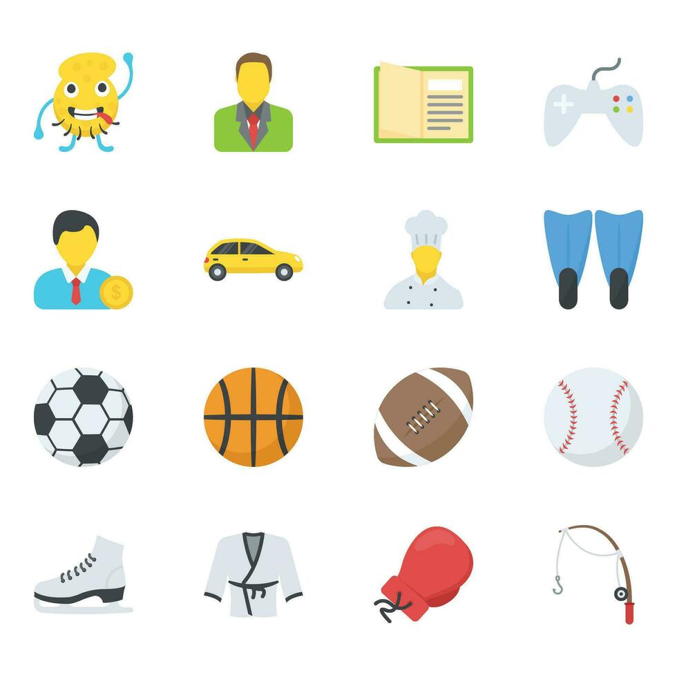 Flat Icons Set of Activity vector