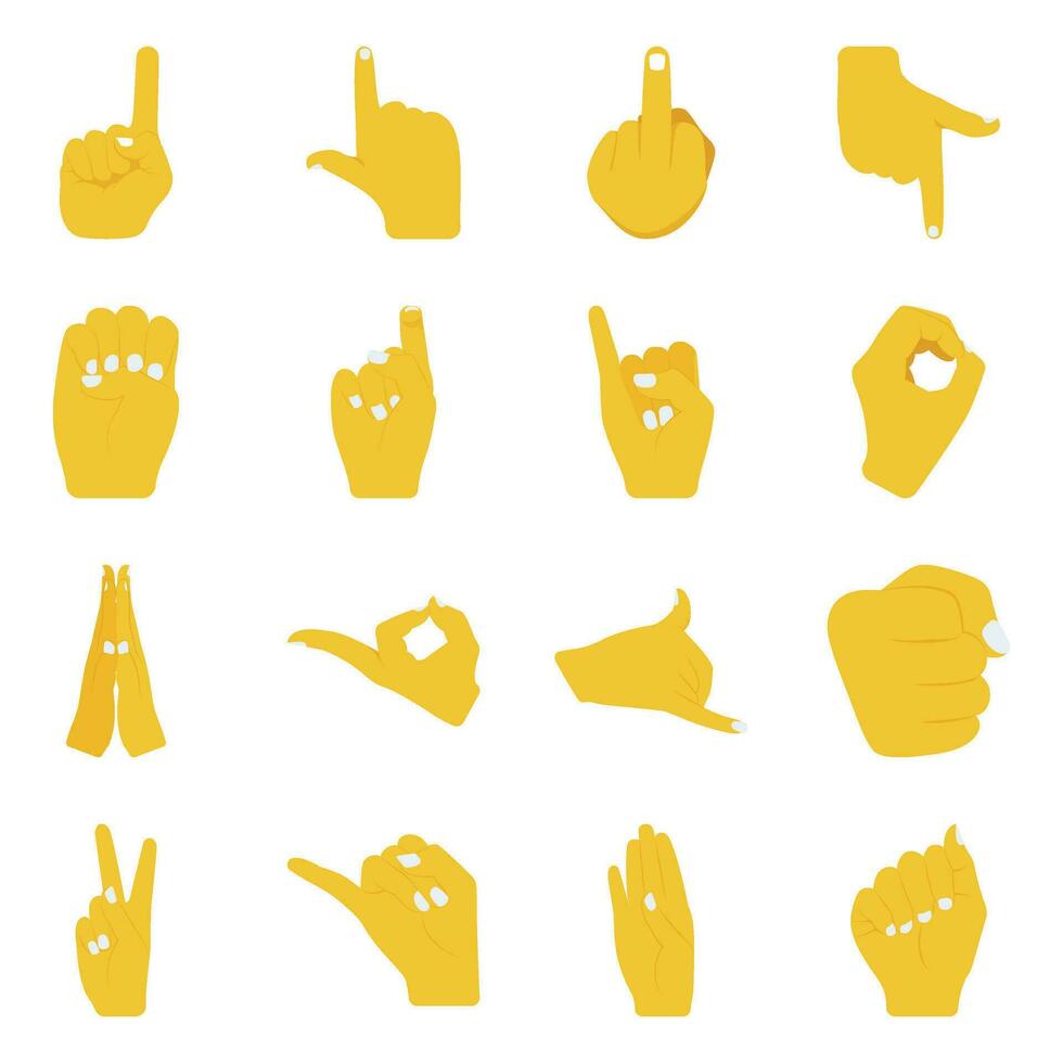 Hand Gesture Flat Icons vector