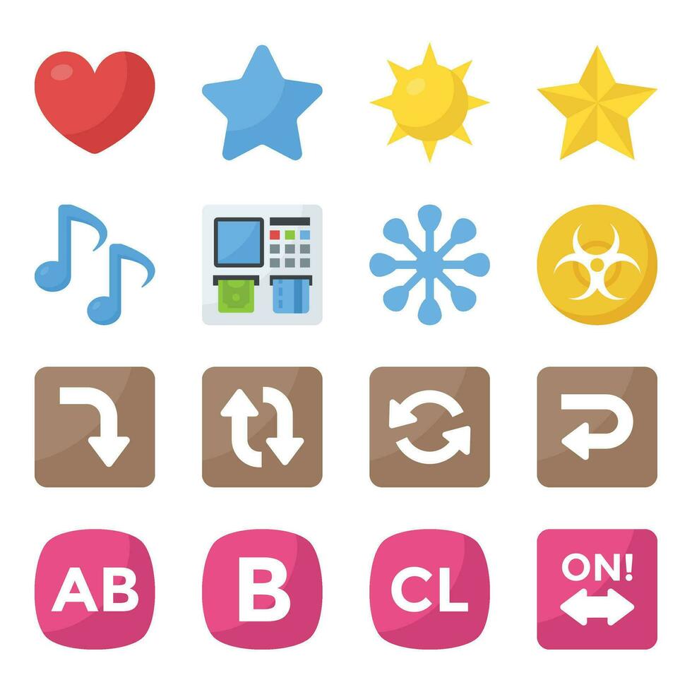 A Pack Of Symbols Flat Icons vector