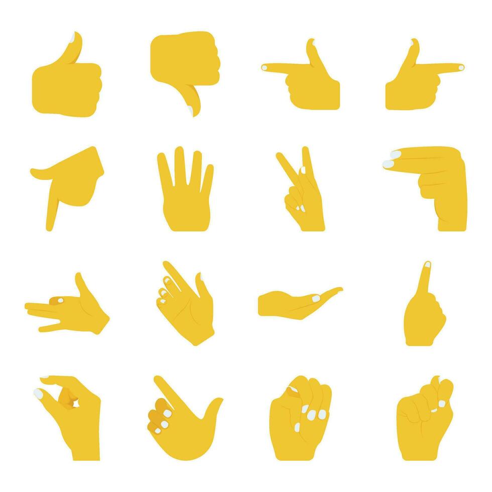 Hand Gesture Flat Icons vector