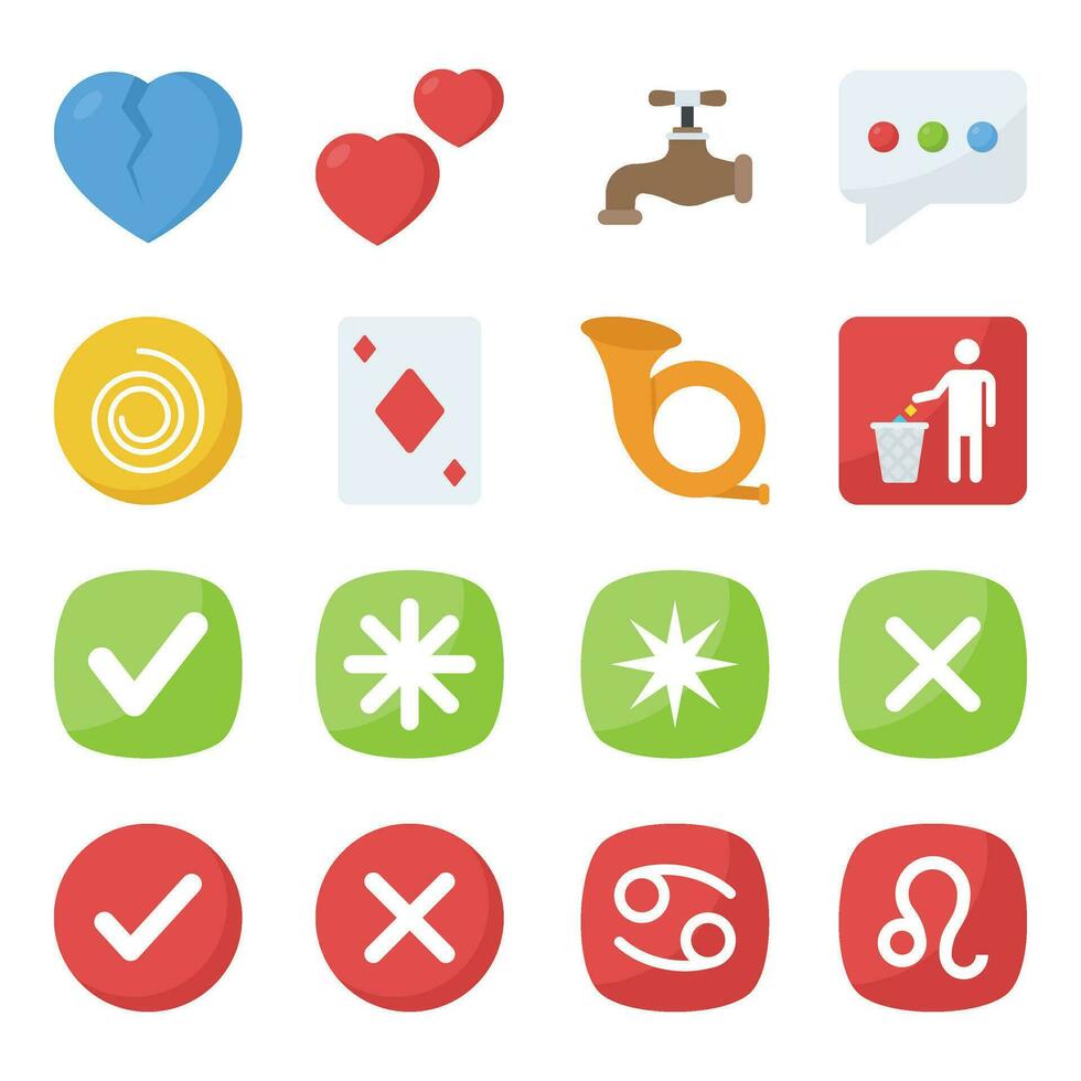 A Pack Of Symbols Flat Icons vector