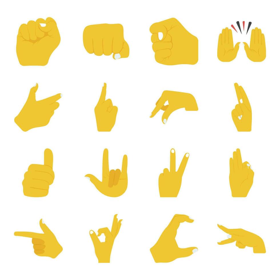 Hand Gesture Flat Icons vector