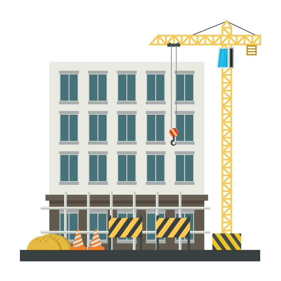 A scaffolding building which is in construction, commercial construction vector