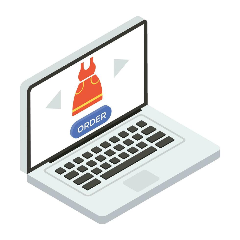 Isometric vector design of online shop icon