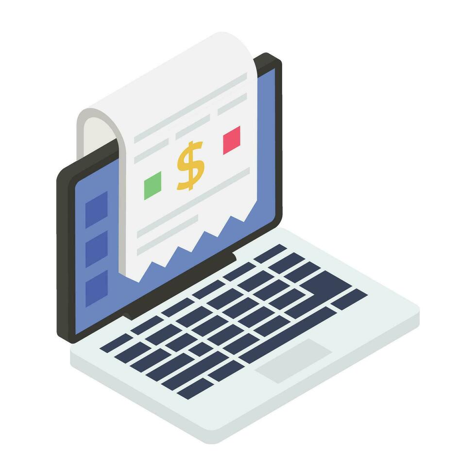 Isometric vector design of online shop icon