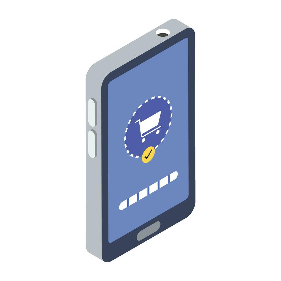 Isometric vector design of online shop icon