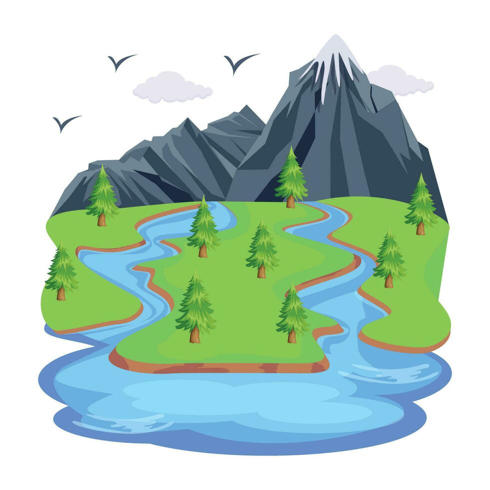 Pack of Beautiful Mountains Flat Vector Designs