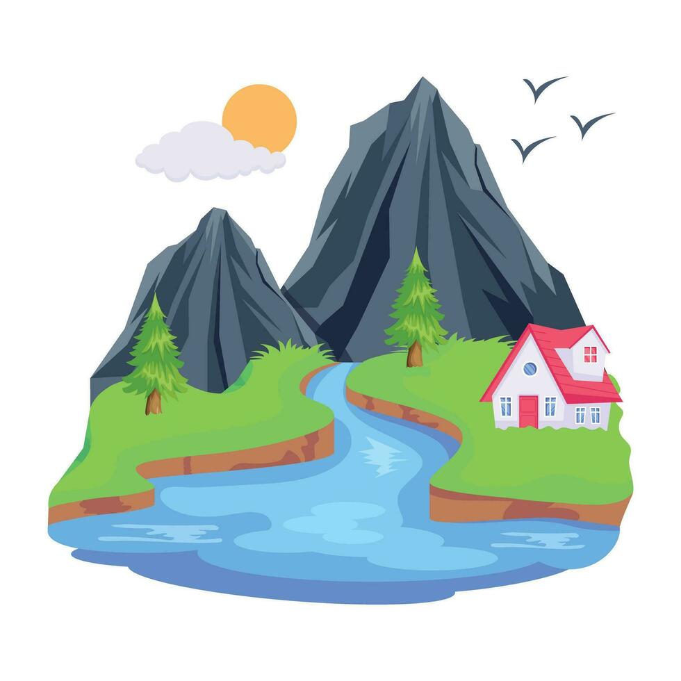 Pack of Beautiful Mountains Flat Vector Designs