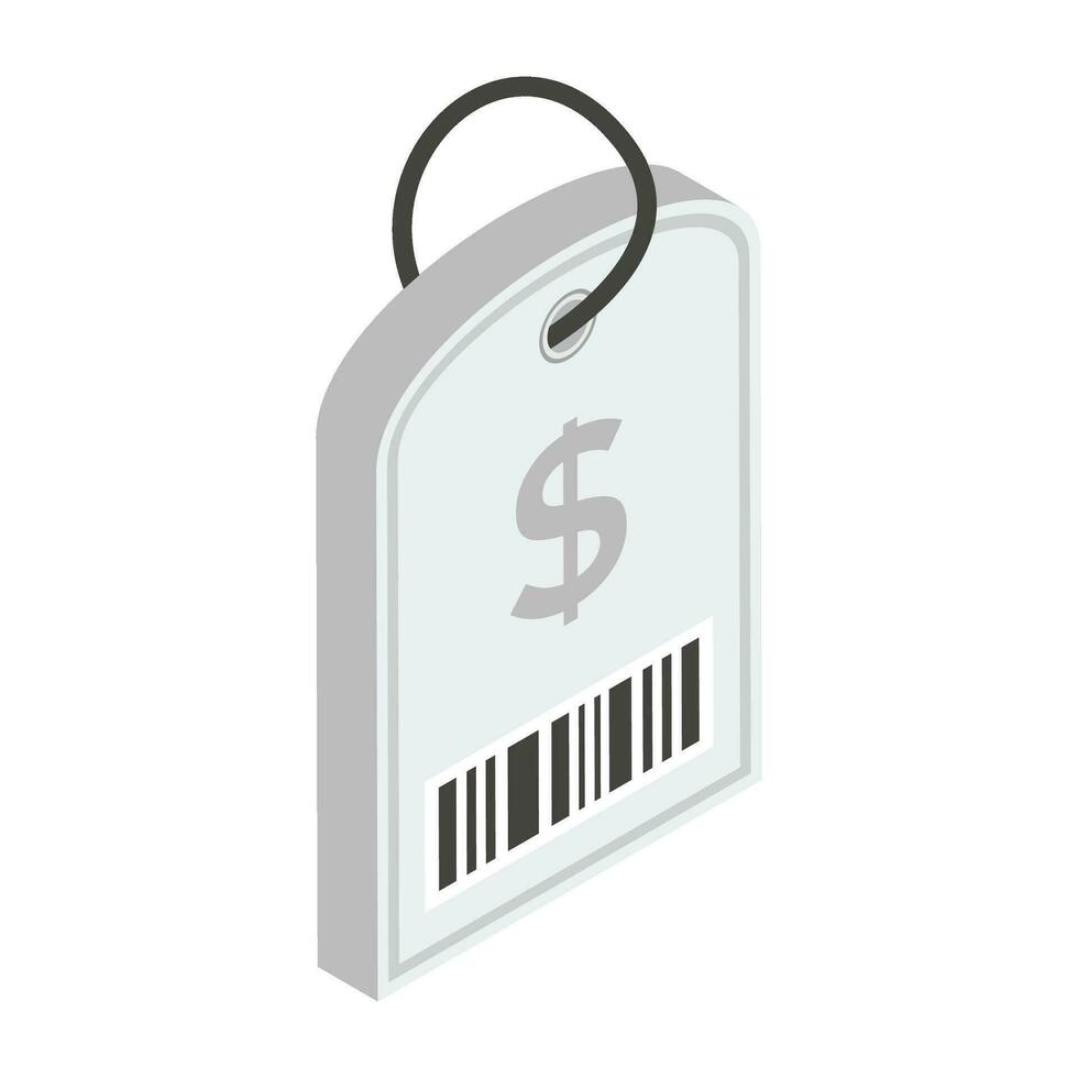 Dollar on card, isometric design of price tag icon vector