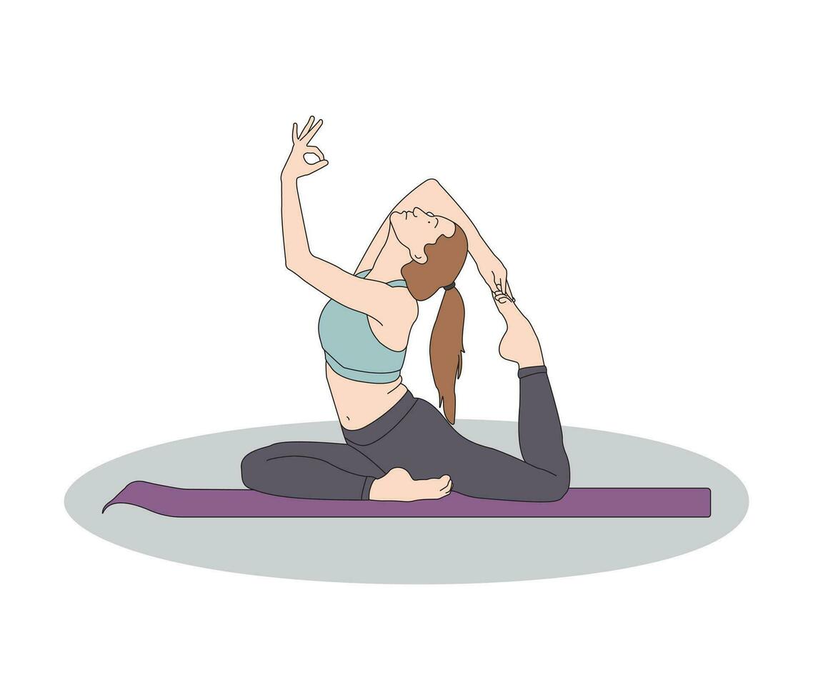 free yoga wellness in mind and body Colorful Line Art illustration, vector