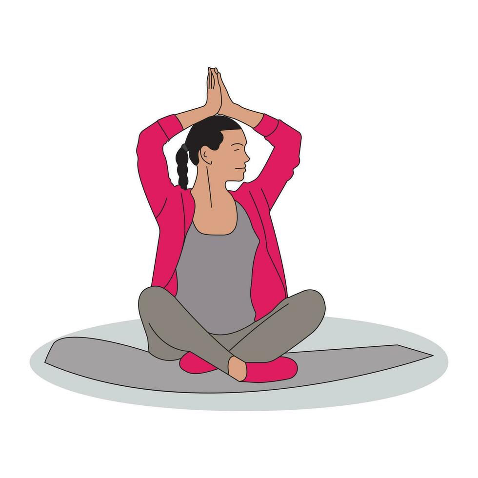 gratis yoga bienestar en mente y cuerpo vistoso línea Arte ilustración, vector