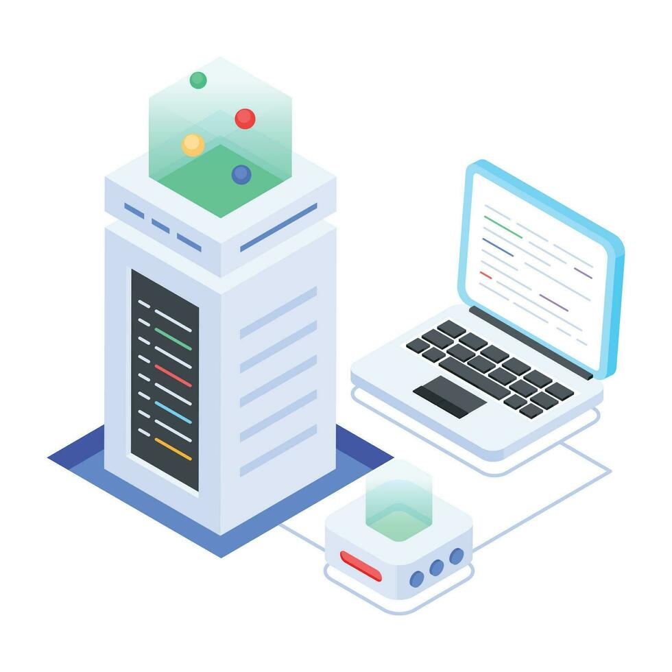 Modern of Server Racks Isometric Icon vector