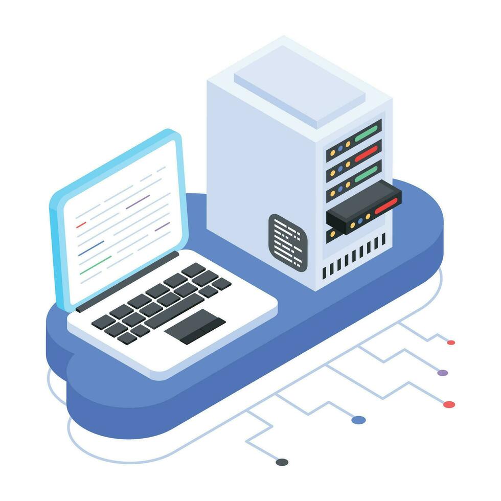 Modern of Server Racks Isometric Icon vector