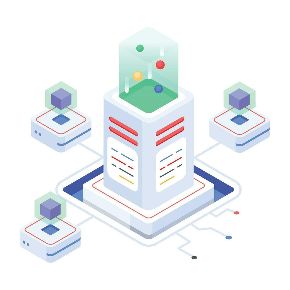 Modern of Server Racks Isometric Icon vector