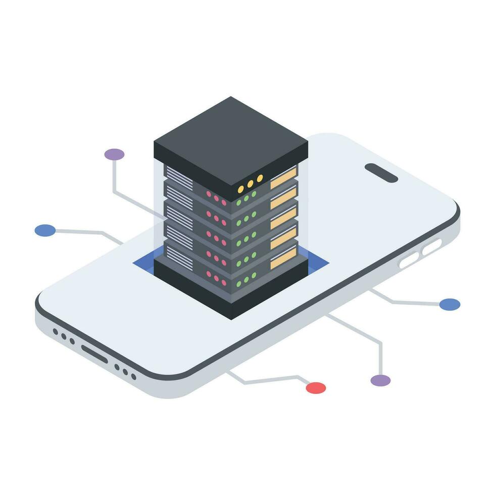 Modern of Server Racks Isometric Icon vector