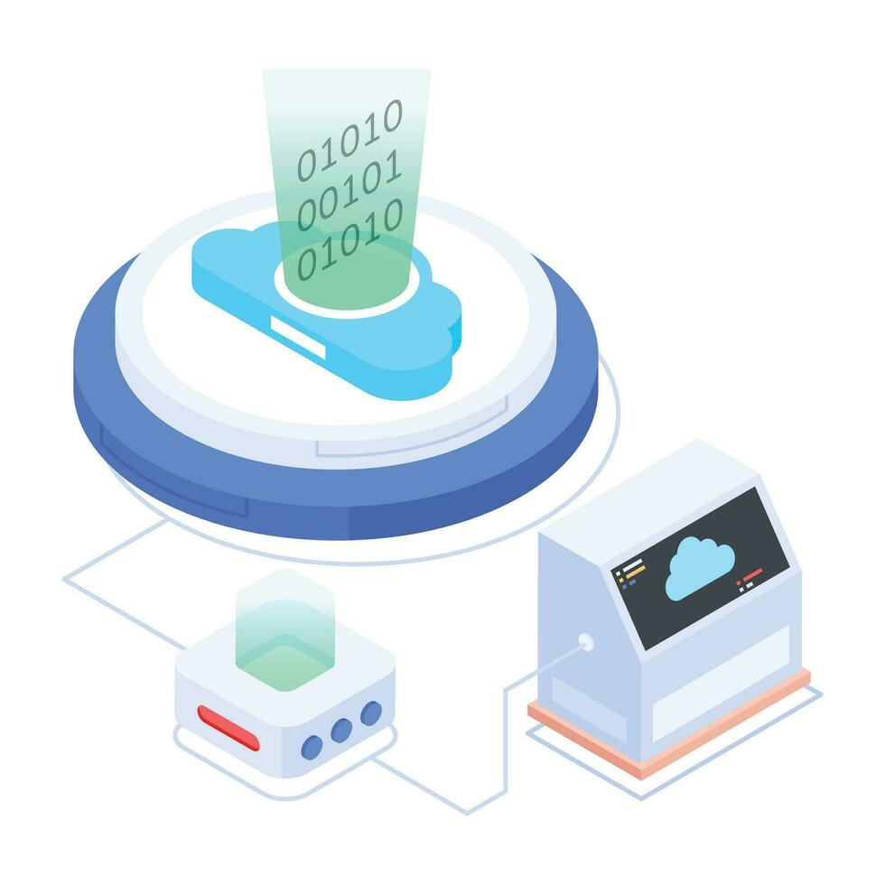 Modern of Server Racks Isometric Icon vector