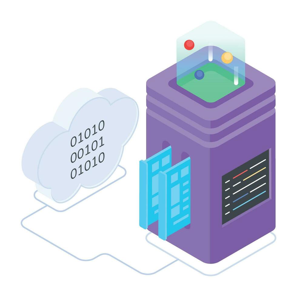 Modern of Server Racks Isometric Icon vector